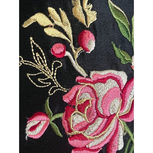 Nolan Miller Silk Floral Jacket M Black Boho Western Granny Vtg 80s Chic Artsy - Picture 9 of 13